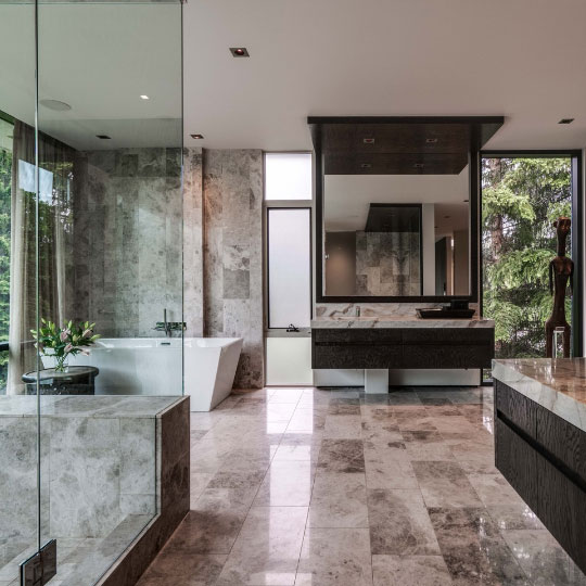 Large tiled luxury bathroom